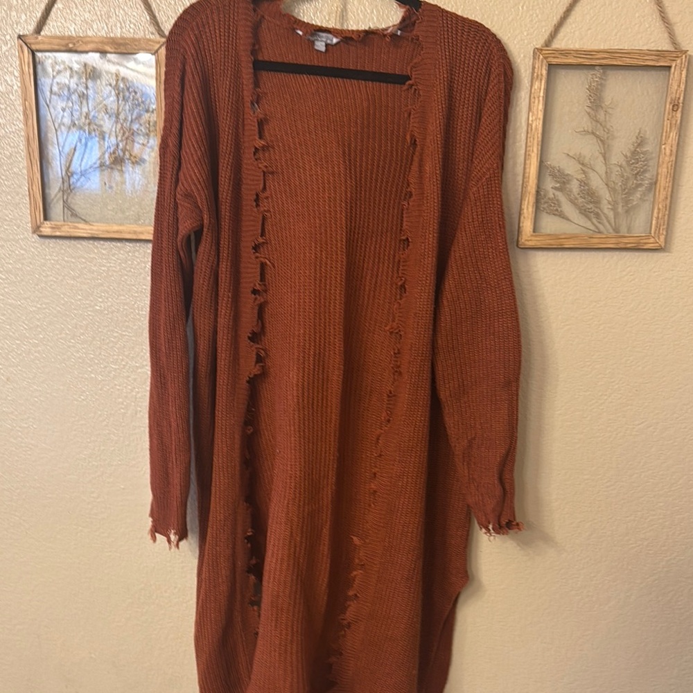 Rust Open Front Cardigan